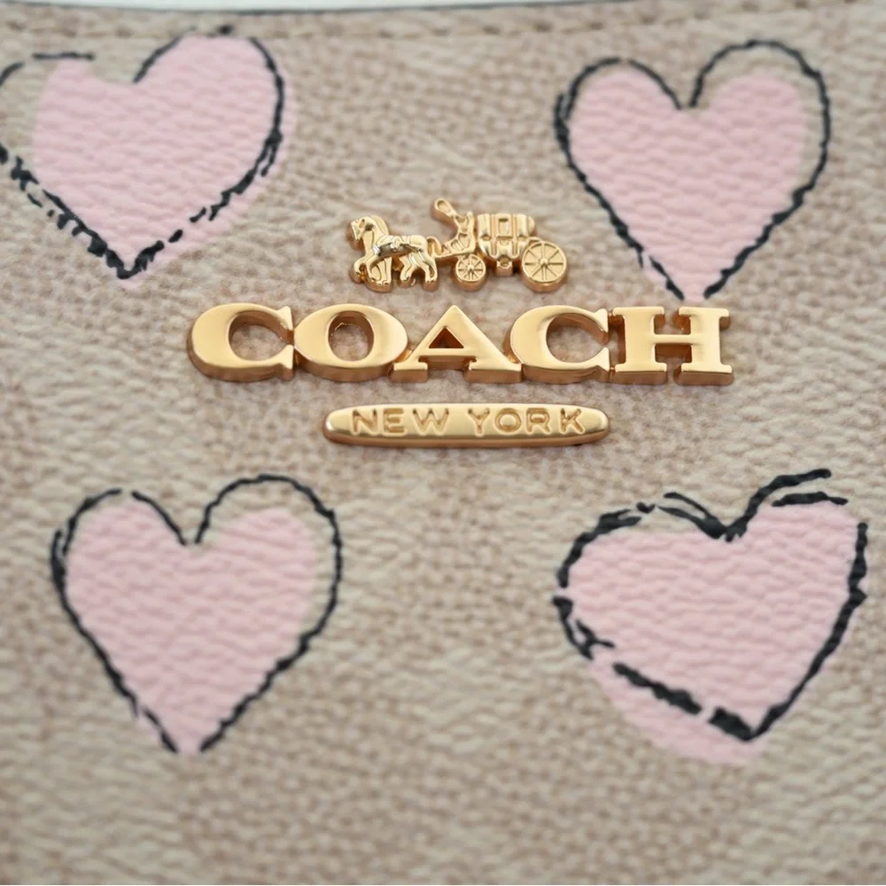 Coach Tan and Pink Heart Shoulder Bag - Picture 6 of 6